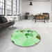 Round Patterned Green Rug in a Office, pat1686grn