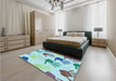 Patterned Koi Blue Rug in a Bedroom, pat1686lblu