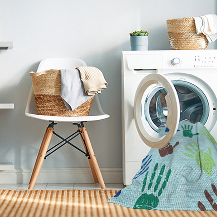 Machine Washable Transitional Koi Blue Rug in a Washing Machine, wshpat1686lblu