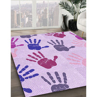 Patterned Medium Orchid Purple Rug, pat1686pur