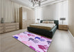 Patterned Medium Orchid Purple Rug in a Bedroom, pat1686pur