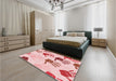 Patterned Red Rug in a Bedroom, pat1686rd