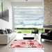 Square Patterned Red Rug in a Living Room, pat1686rd