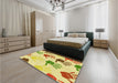 Patterned Cinnamon Brown Rug in a Bedroom, pat1686yw