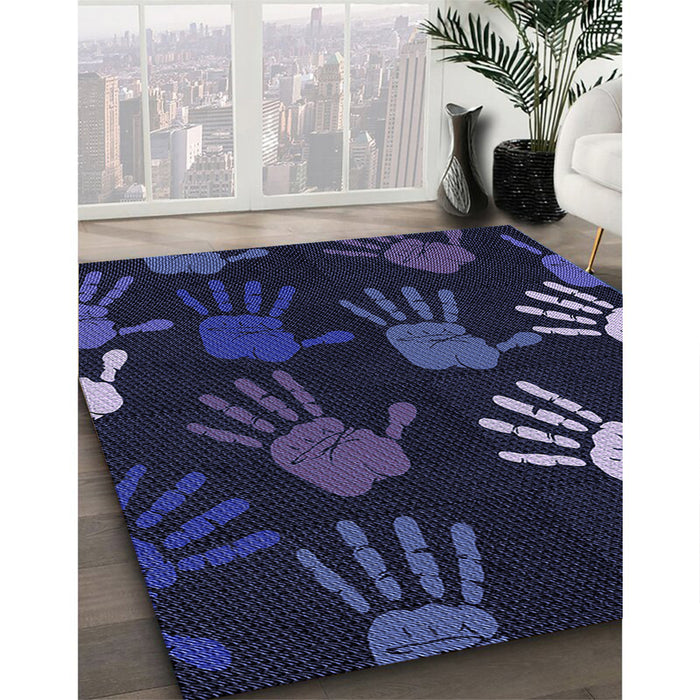 Machine Washable Transitional Deep Periwinkle Purple Rug in a Family Room, wshpat1687blu