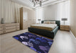 Patterned Deep Periwinkle Purple Rug in a Bedroom, pat1687blu