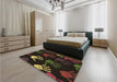 Patterned Red Brown Rug in a Bedroom, pat1687brn