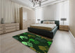 Patterned Black Rug in a Bedroom, pat1687grn