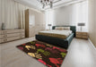 Patterned Saddle Brown Rug in a Bedroom, pat1687org