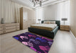 Patterned Deep Purple Rug in a Bedroom, pat1687pur