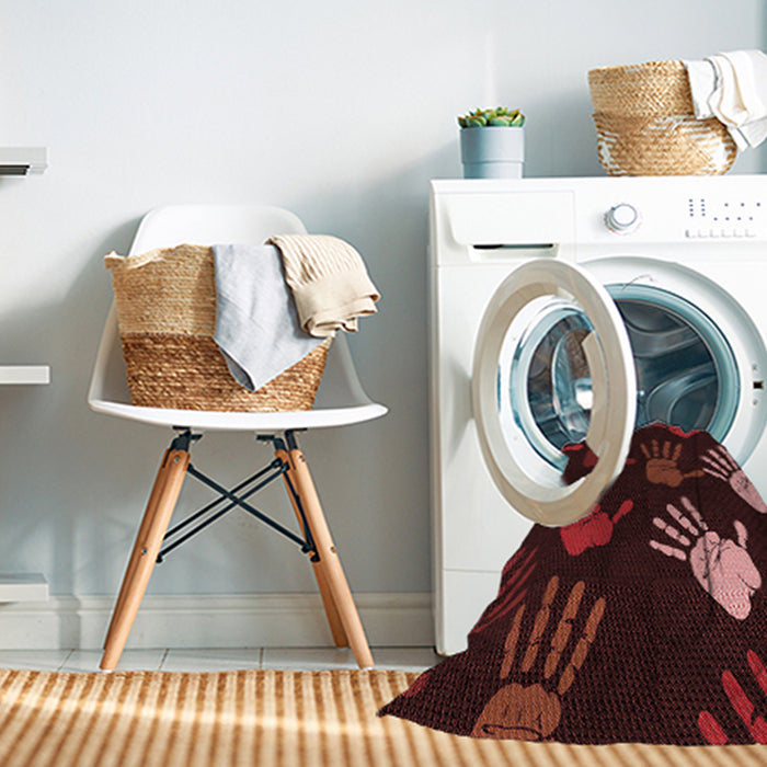 Machine Washable Transitional Fire Brick Red Rug in a Washing Machine, wshpat1687rd