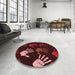 Round Patterned Fire Brick Red Rug in a Office, pat1687rd