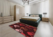 Patterned Fire Brick Red Rug in a Bedroom, pat1687rd