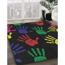 Patterned Gray Novelty Rug in Family Room, pat1687