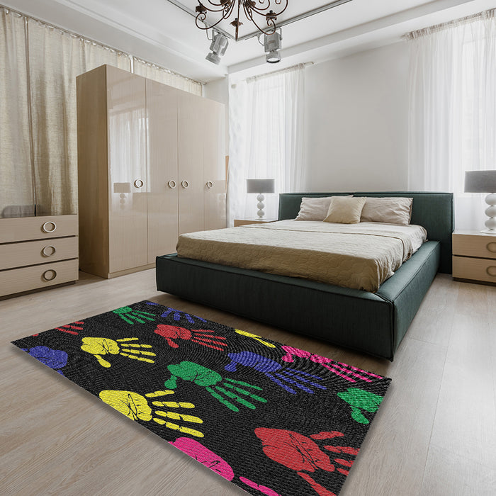 Patterned Gray Novelty Rug in a Bedroom, pat1687