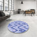 Round Patterned Blue Rug in a Office, pat1688blu