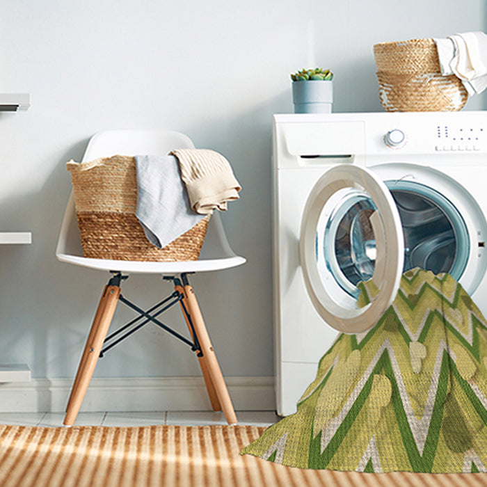Machine Washable Transitional Dark Yellow Green Rug in a Washing Machine, wshpat1688brn