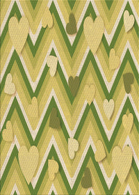 Machine Washable Transitional Dark Yellow Green Rug, wshpat1688brn