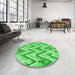 Round Patterned Neon Green Rug in a Office, pat1688grn