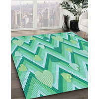 Patterned Turquoise Green Rug, pat1688lblu