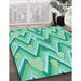 Machine Washable Transitional Turquoise Green Rug in a Family Room, wshpat1688lblu