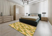 Patterned Dark Golden Brown Rug in a Bedroom, pat1688org