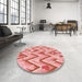 Round Patterned Pastel Pink Rug in a Office, pat1688rd