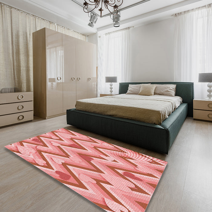 Round Machine Washable Transitional Pastel Pink Rug in a Office, wshpat1688rd