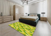 Round Machine Washable Transitional Pistachio Green Rug in a Office, wshpat1688yw