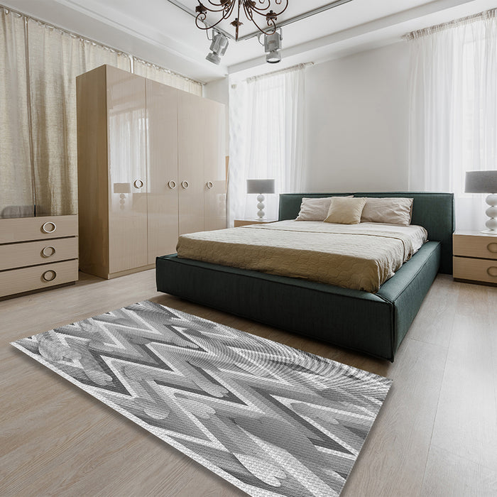 Patterned Platinum Gray Rug in a Bedroom, pat1689gry