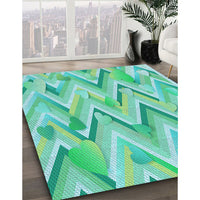 Patterned Turquoise Green Rug, pat1689lblu