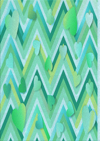 Machine Washable Transitional Turquoise Green Rug, wshpat1689lblu