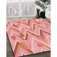 Patterned Pastel Pink Rug, pat1689rd