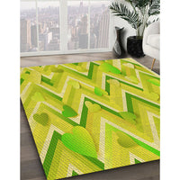 Patterned Pistachio Green Rug, pat1689yw