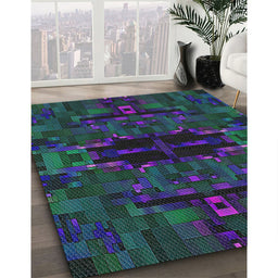 Patterned Blue Novelty Rug in Family Room, pat168