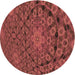 Square Patterned Red Rug, pat169brn