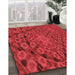 Patterned Red Rug in Family Room, pat169rd