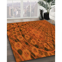 Patterned Orange Red Orange Rug, pat169yw