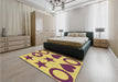 Patterned Yellow Rug in a Bedroom, pat1690brn