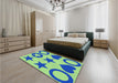 Patterned Blue Rug in a Bedroom, pat1690lblu