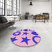 Round Patterned Pastel Purple Pink Rug in a Office, pat1690pur