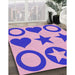 Patterned Pastel Purple Pink Rug in Family Room, pat1690pur