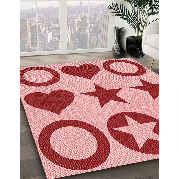 Machine Washable Transitional Pastel Pink Rug in a Family Room, wshpat1690rd