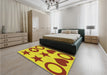 Patterned Yellow Rug in a Bedroom, pat1690yw