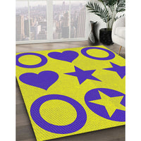 Patterned Yellow Novelty Rug, pat1690