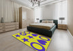 Patterned Yellow Novelty Rug in a Bedroom, pat1690