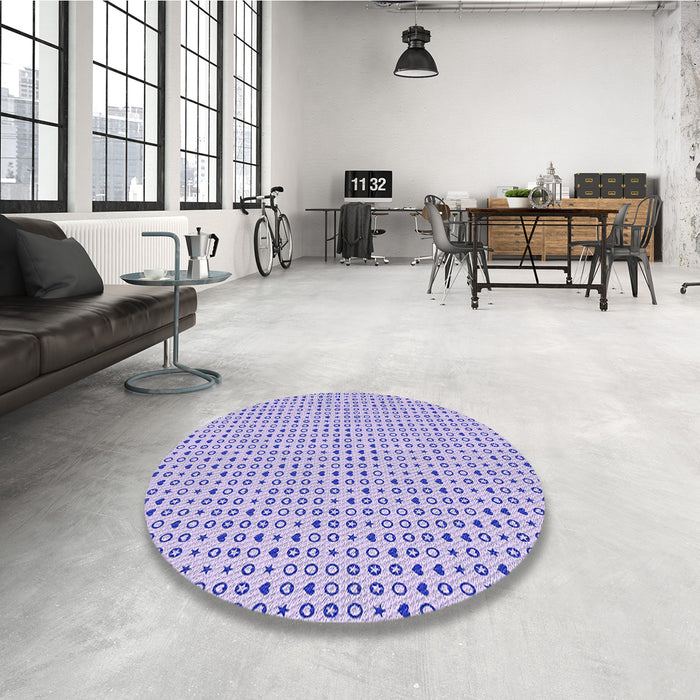 Round Patterned Medium Slate Blue Rug in a Office, pat1691blu
