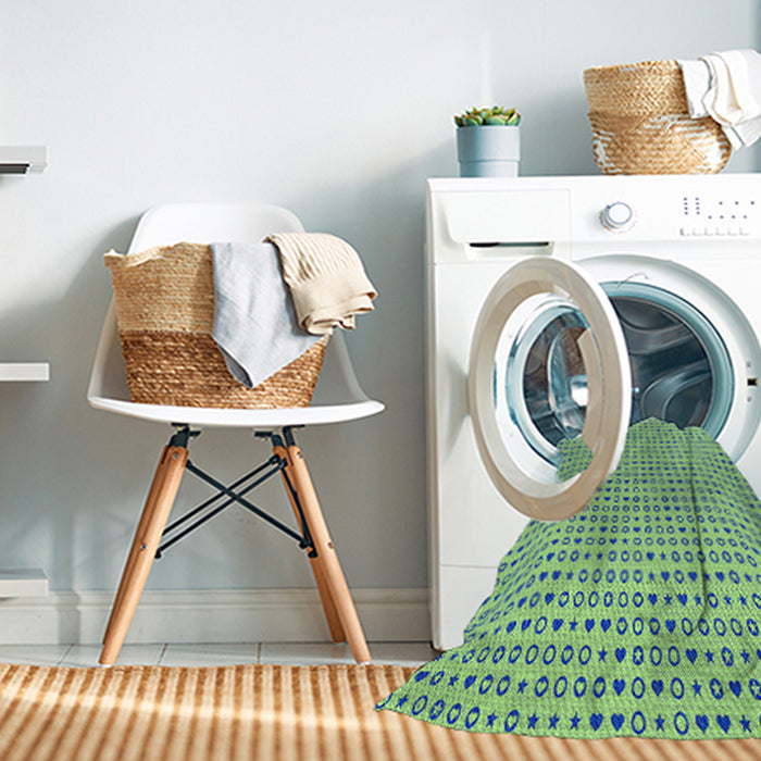 Machine Washable Transitional Green Yellow Green Rug in a Washing Machine, wshpat1691lblu
