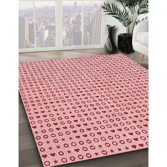 Machine Washable Transitional Pink Rug in a Family Room, wshpat1691rd