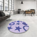 Round Patterned Mauve Purple Rug in a Office, pat1692blu